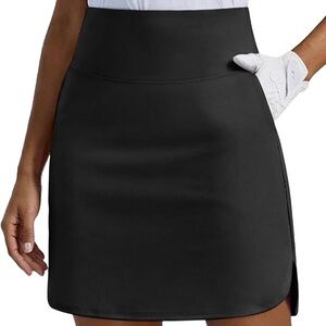 Black Skorts for Woman Above Knee Athletic Golf/Tennis Skirts 3 Pockets UPF 50.